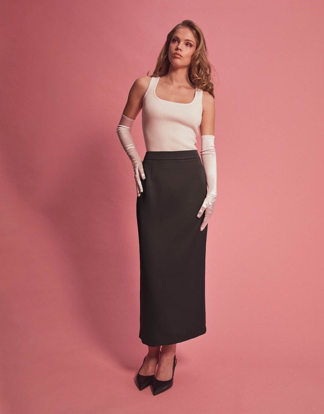 Forcast - Bel Tailored Satin Midi Skirt