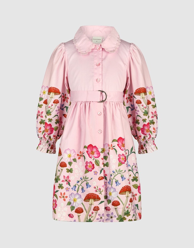 Fleur Harris - 'Toadstool Border' Serene Shirt Dress in Peach