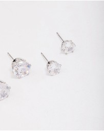 Lovisa - Waterproof Stainless Steel Graduating Cubic Zirconia Earring 3-Pack