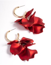 Lovisa - Red Coated Petal Huggie Earrings