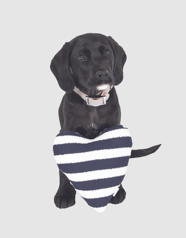 Mog & Bone - Heart Shaped Soft Toy - Navy Hamptons Stripe Print