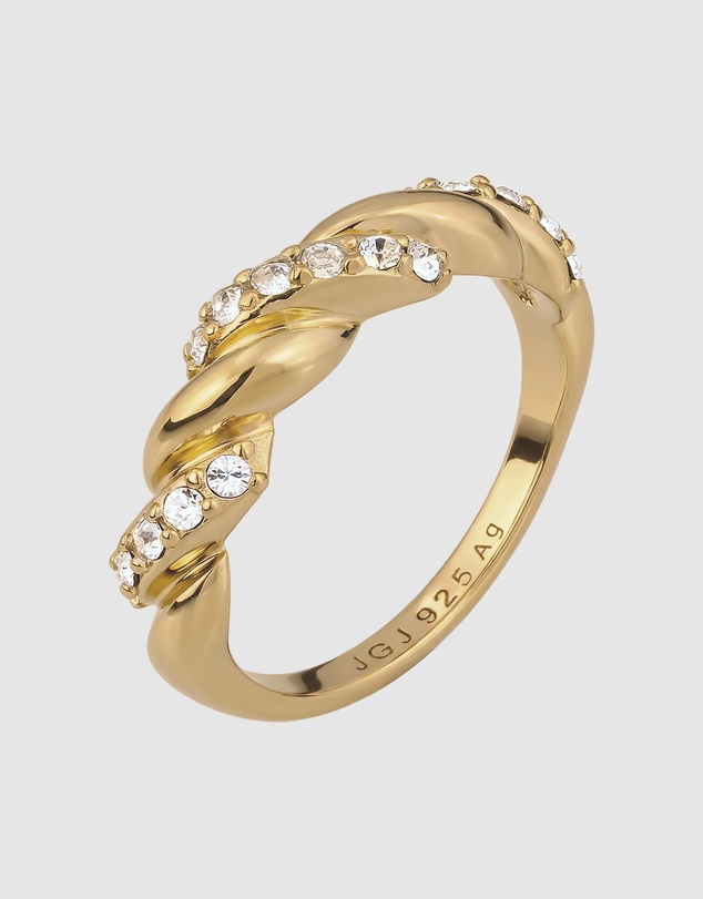Elli Jewelry - Ring Crystal Statement Cocktail 925 Sterling Silver Gold-Plated