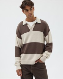 AERE - Organic Cotton Stripe Knit Rugby Polo