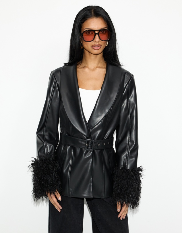 Dazie - Zephyr Removable Faux Fur Penny Lane Coat