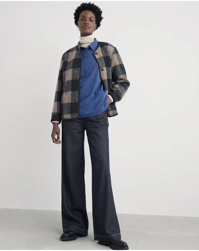 Seasalt - Seasalt Cornwall Navy Merywen Checked Jacket