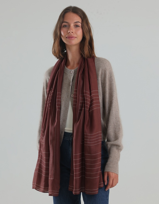 Morgan & Taylor - Maze Light-Weight Scarf in Burgundy Red