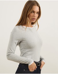 Atmos&Here - Contrast Long Sleeve Organic Cotton T-Shirt