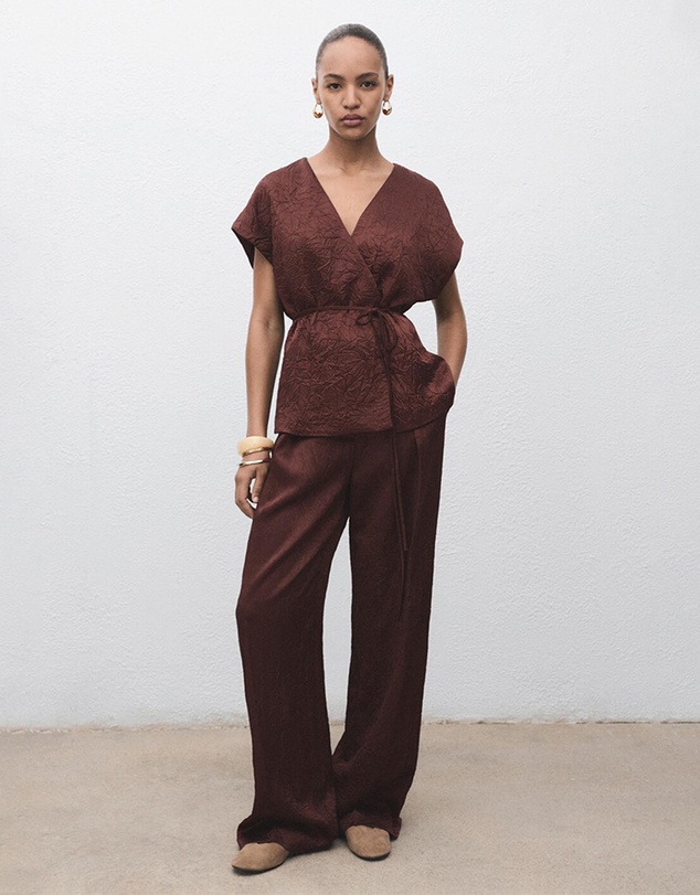 M.N.G - Straight-Leg Crinkled-Effect Trousers