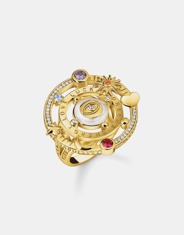 THOMAS SABO - Gold Cosmic Cocktail Ring with Half-Ball and Stones