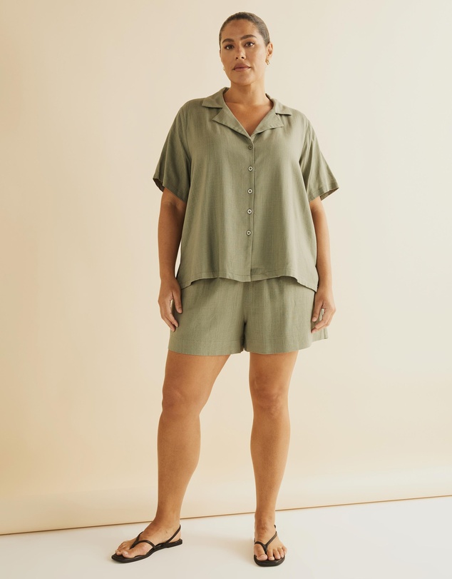 Atmos&Here Curvy - Alis Linen Blend Shirt
