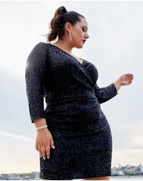 Pink Dusk by Curve Project - Smokin Hot Sequin Wrap Dress