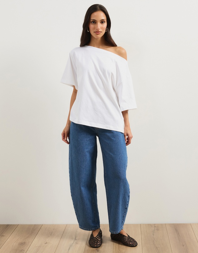 Atmos&Here - Sadie Oversized Cotton Boat Neck T-Shirt