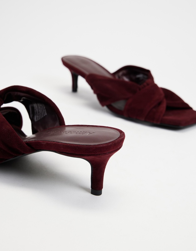 Atmos&Here - Ember Twist Detail Square Toe Suede Heels