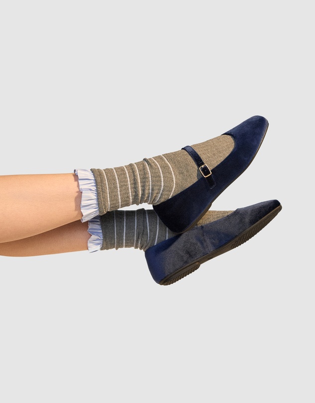 Rollie - Mary Jane Velvet Flat