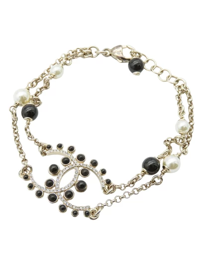 Pre-Loved by Azura Reborn - Pre-Loved Gold Plated CC Faux Pearl Rhinestones Bracelet