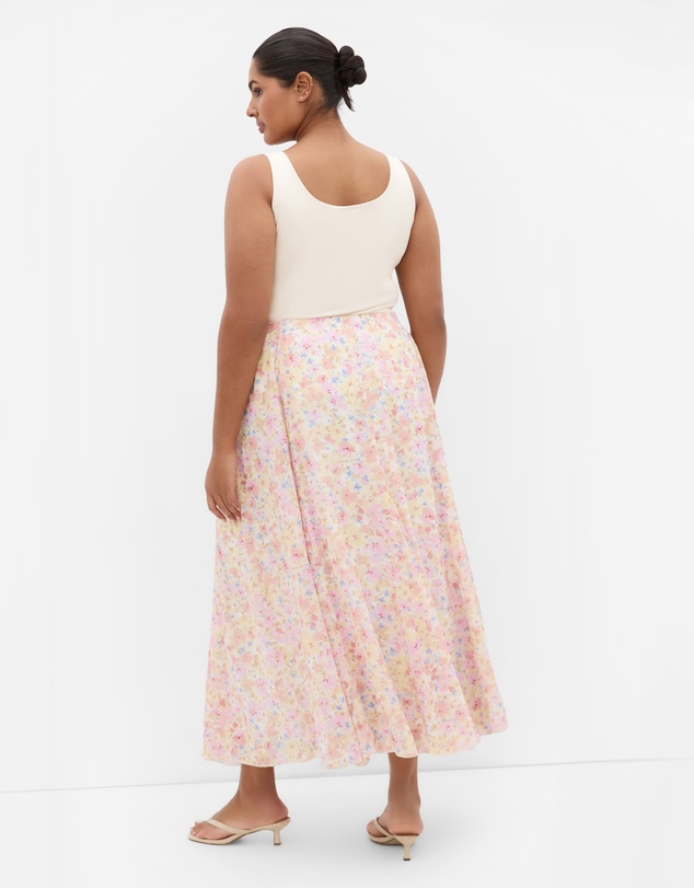 City Chic - Plus size Vintage Ditsy Print Skirt - lemon
