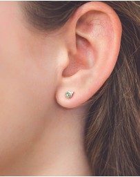 Georgini - Natural Peridot And Two Natural Diamond August Silver Earrings