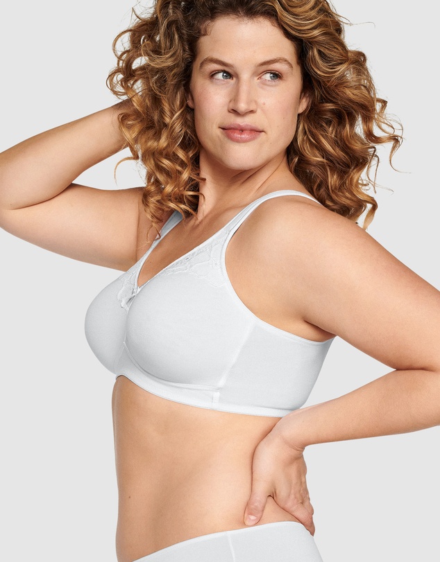 Naturana - Wide Strap Wirefree Cotton Bra with Lace
