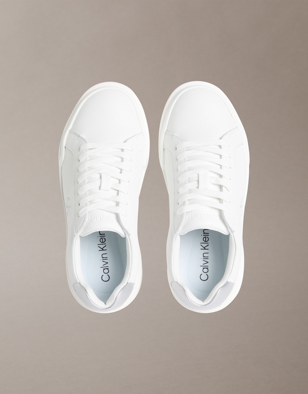 Calvin Klein - CK Avenue Leather Silver Tab Sneakers