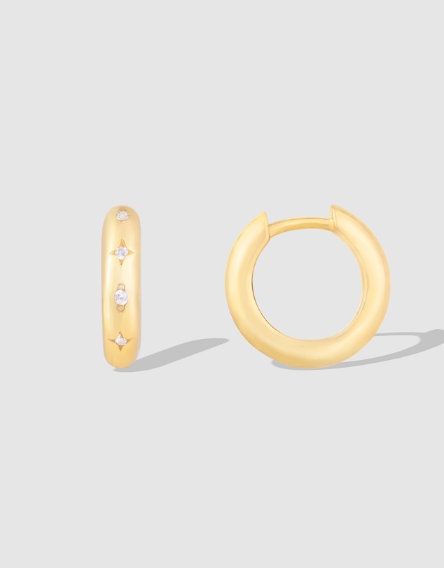 Wanderlust + Co - Constellation 10mm 14K Gold Vermeil Huggie Earrings