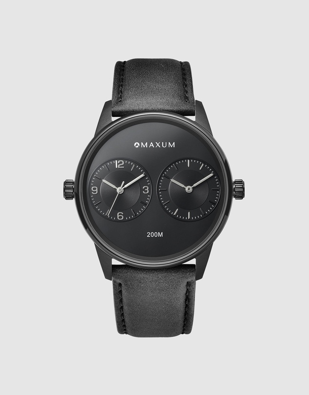 Maxum - Maxum x Taylor Steele - Black Dial, Black Case & Black Leather Bracelet