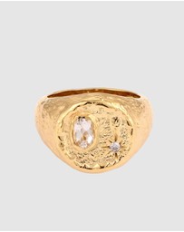 Haze & Glory - ICONIC EXCLUSIVE - Ring Signet Dazzling Topaz - Gold