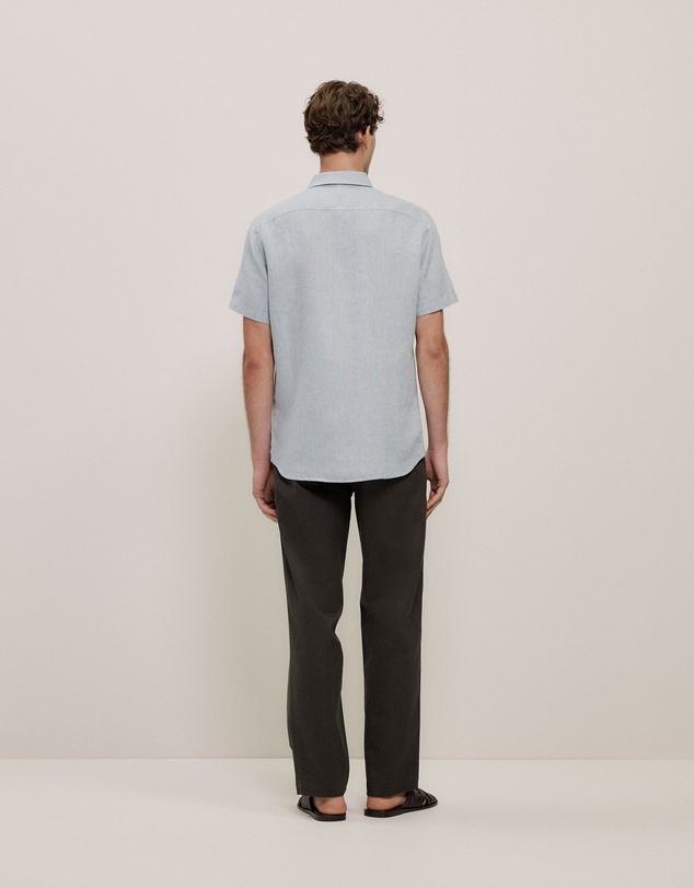 Trenery - Yarn Dyed Linen Short Sleeve Shirt in Sage Green