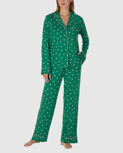 Kate Spade - Printed Jersey Button Up Long Sleeve Long Pyjama Set