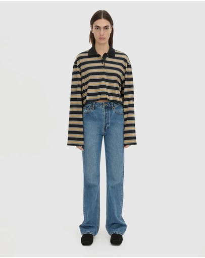 C&M CAMILLA AND MARC - Liat Stripe Crop Polo Top