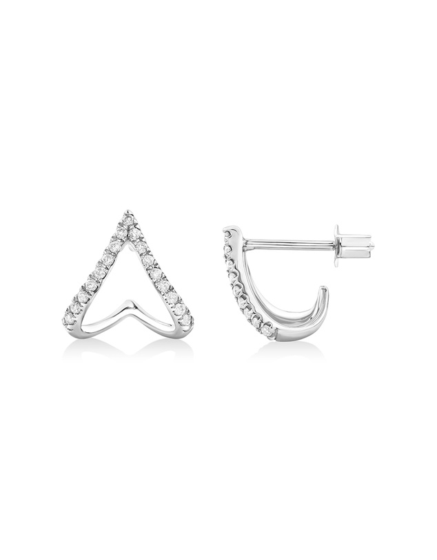 Michael Hill - Chevron Stud Earrings with 0.17 Carat TW of Diamonds in Sterling Silver