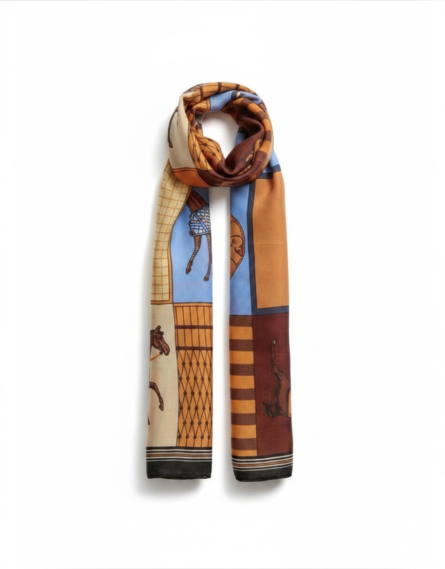 Mossée - Kellie Horse Print Linen Scarf