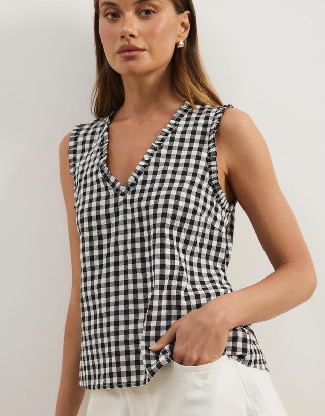 Atmos&Here - Lydia Gingham Tie Back Top