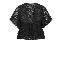 City Chic - Plus size Lily Lace Top - black