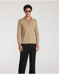 Calibre - Tipped Edge Long Sleeve Polo Sand