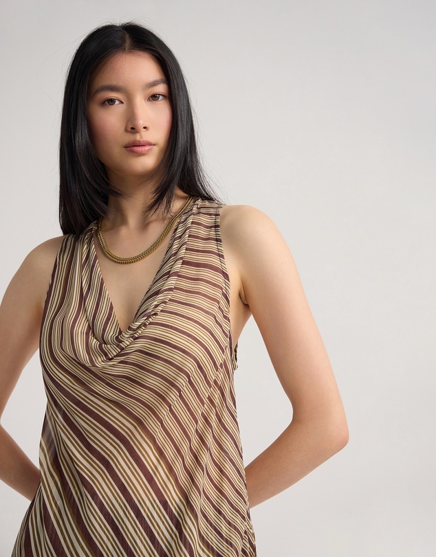 Oxford - Jasmine Stripe Asymetric Top