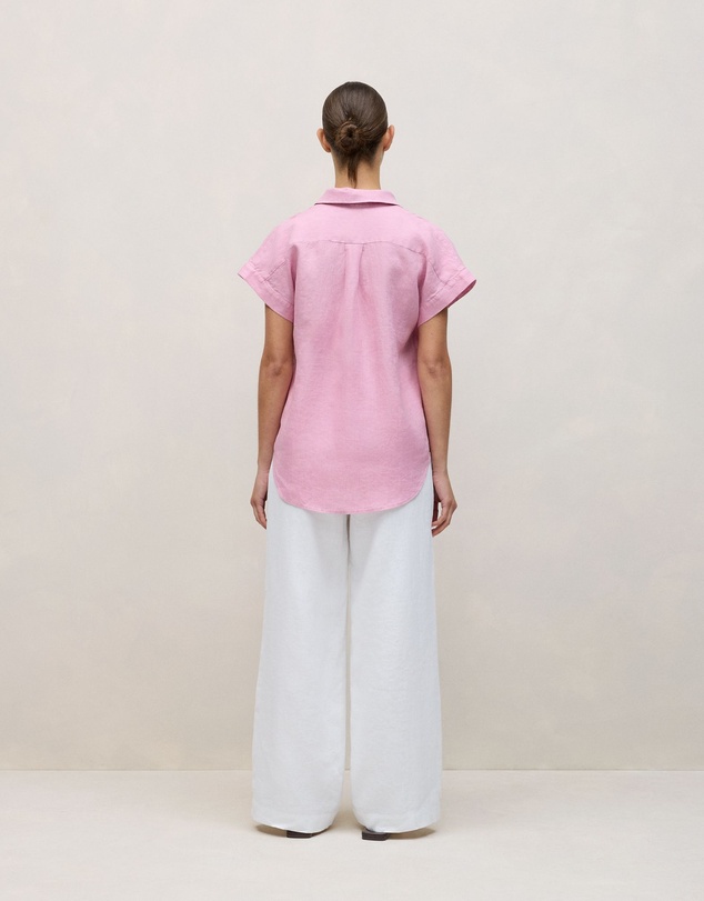 Trenery - Delave Linen Cap Sleeve Shirt in Soft Lilac