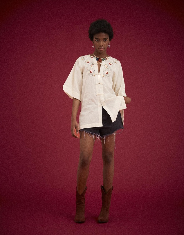 KINGA CSILLA - Reka Embroidered Berry Shirt