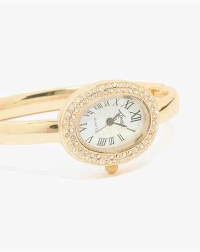 Lovisa - Gold Diamante Oval Bangle Watch