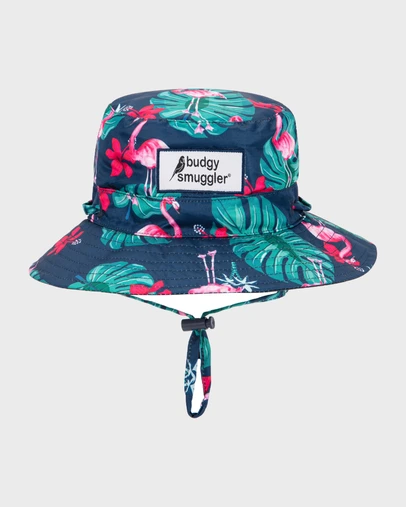 Budgy Smuggler - Kids Sun Hat in Flamingos