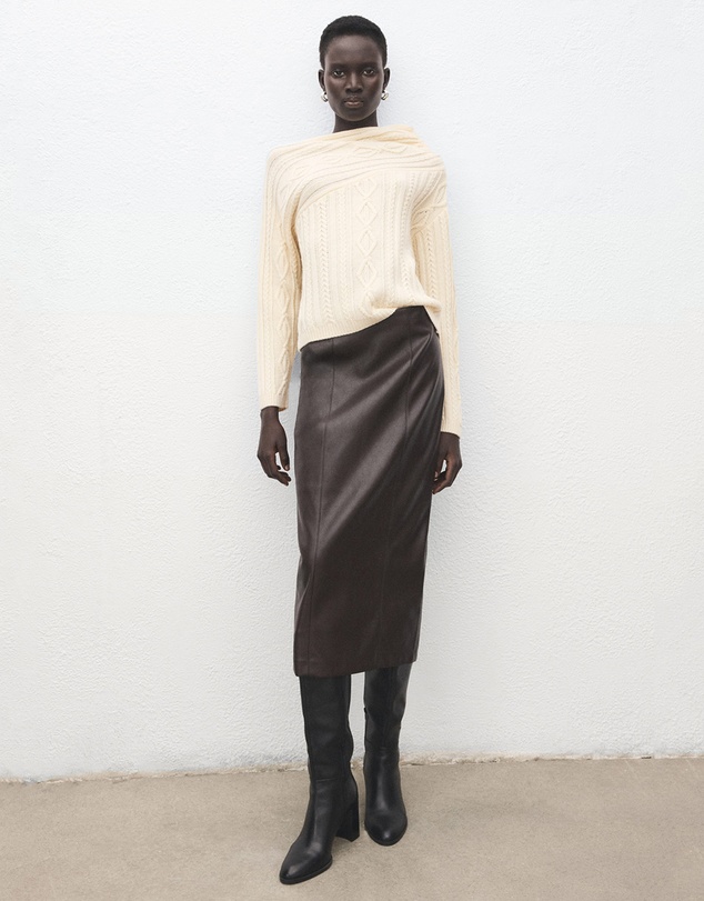 M.N.G - Asymmetrical Cable Knit Sweater