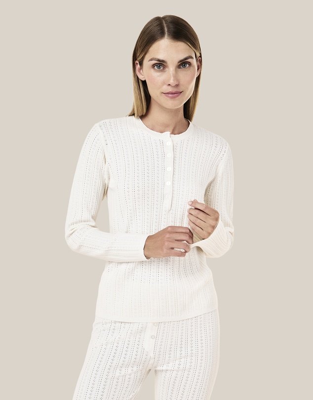 Papinelle - Olivia Pointelle Long Sleeve Henley Top