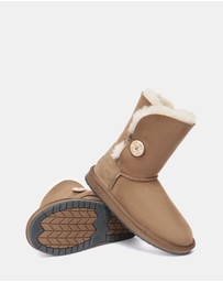 EVERAU - Australian Shepherd Ugg Short Button Sheepskin Upper UGG Boots