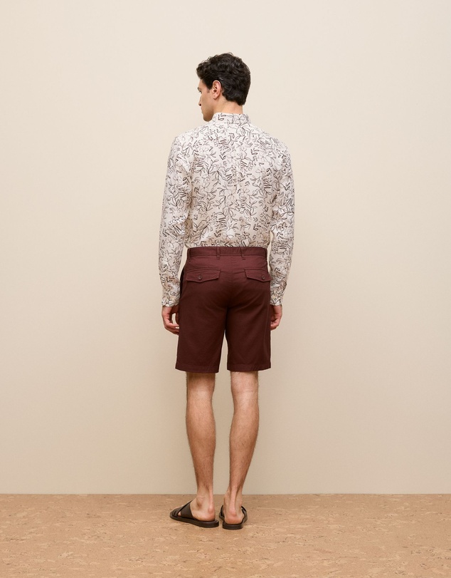Trenery - Stretch Cotton Dobby Longline Short in Deep Red