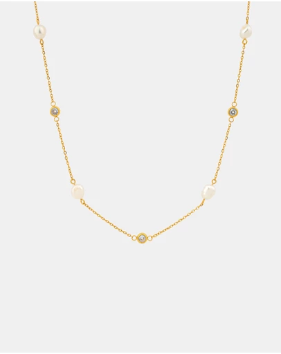 Zoe Olivia - Waterproof Pearl & Cubic Zirconia Necklace