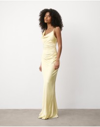 Six Stories - Cowl Front Asymmetrical Satin Bridesmaid Dress