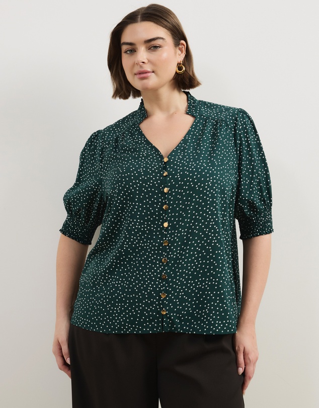 Atmos&Here Curvy - Brodie Puff Sleeve Blouse
