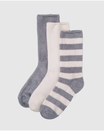 Bamboozld - 3 Pack Fluffy Bamboo Lounge Bed Crew Socks