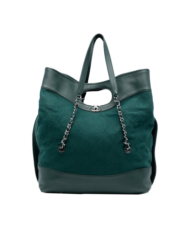 Pre-Loved by Azura Reborn - Pre-Loved Extra Large Stitched Wool and Calfskin 31 Shopping Bag