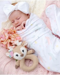 Living Textiles - Knitted Ring Rattle - Ava the Fawn