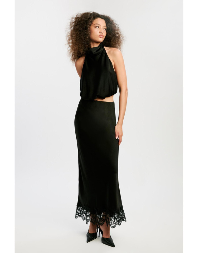 Bardot - Elisan Lace Satin Midi Skirt